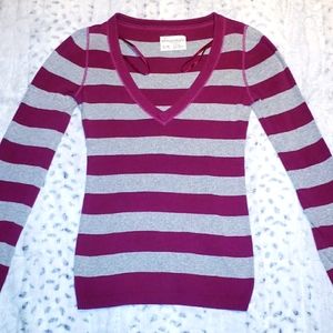 Aeropostale, Long gray and pink stripped sweater, XL, used in great condition.